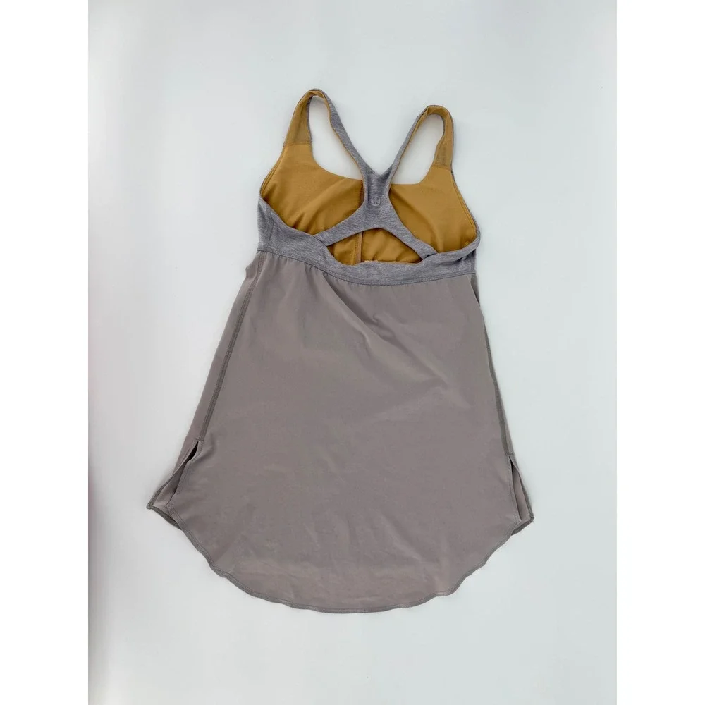 Lululemon Grey Taupe Racerback Tank Top with Built-in Shelf Bra Size 4